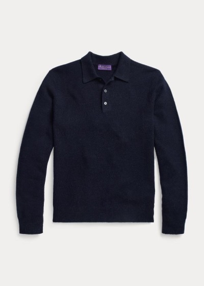 Sueter Ralph Lauren Hombre Azul Marino - Cashmere Polo-Collar - WVHID9547